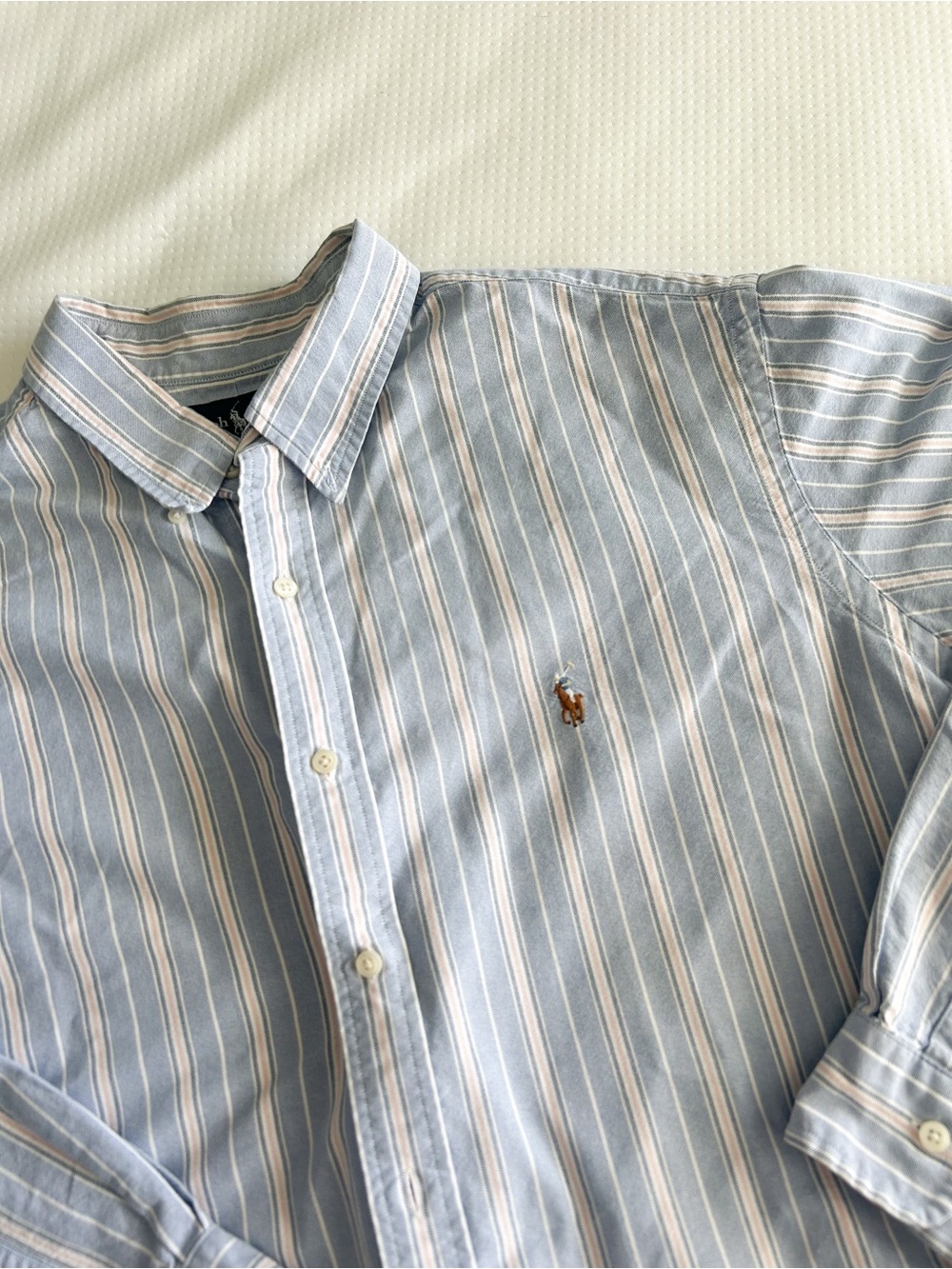 Polo by Ralph Lauren Vintage Light Blue Stripe Long-Sleeve Button-Down Shirt